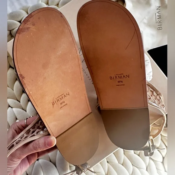 ALEXANDRE BIRMAN Clarita bow-detailed lace-trimmed leather sandals Beige  37.5 - Picture 8 of 10